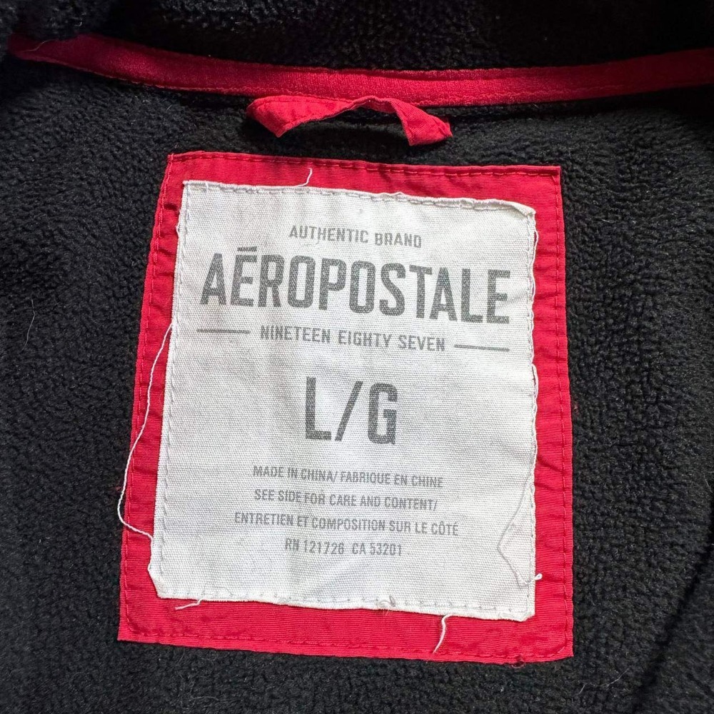 Aeropostale Fleece Jacket Mens Large Black Y2K Gorpcore Mixed Media Zip Up - Picture 6 of 15